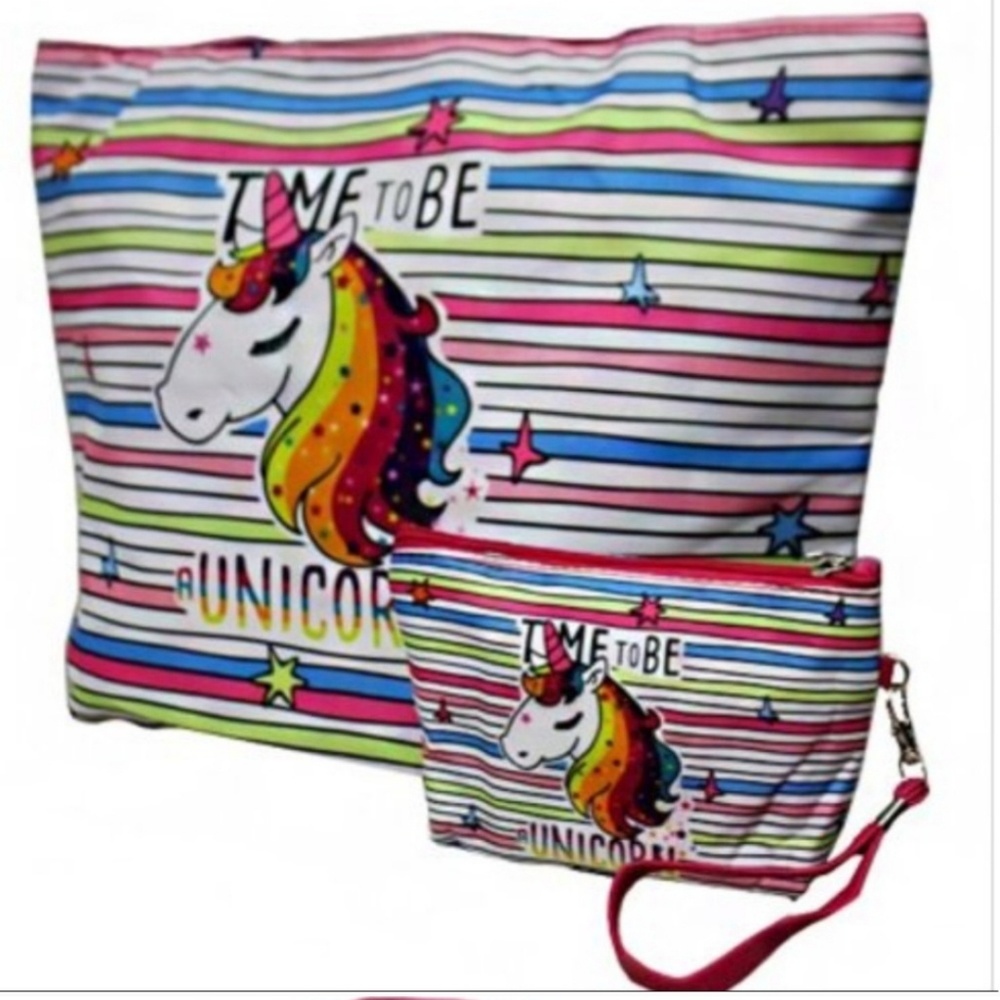 Adorable Unicorn Time Tote & wristlet set